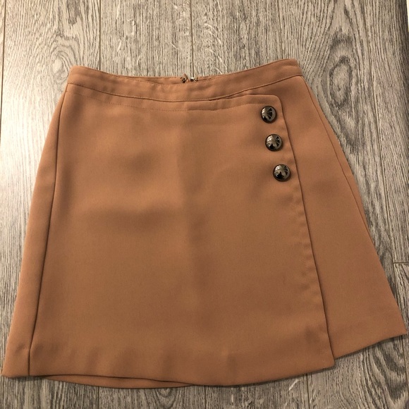 Brown Wrap-look Mini Skirt - Picture 1 of 5